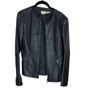 Appleseed's Black Faux Leather Jacket‎ Blazer Career Office Professional